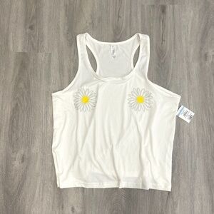 French Affair White Flower Petals Tank Top